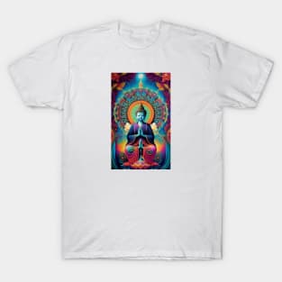 Young Buddha on a lotus flower and the tree of life mandala T-Shirt